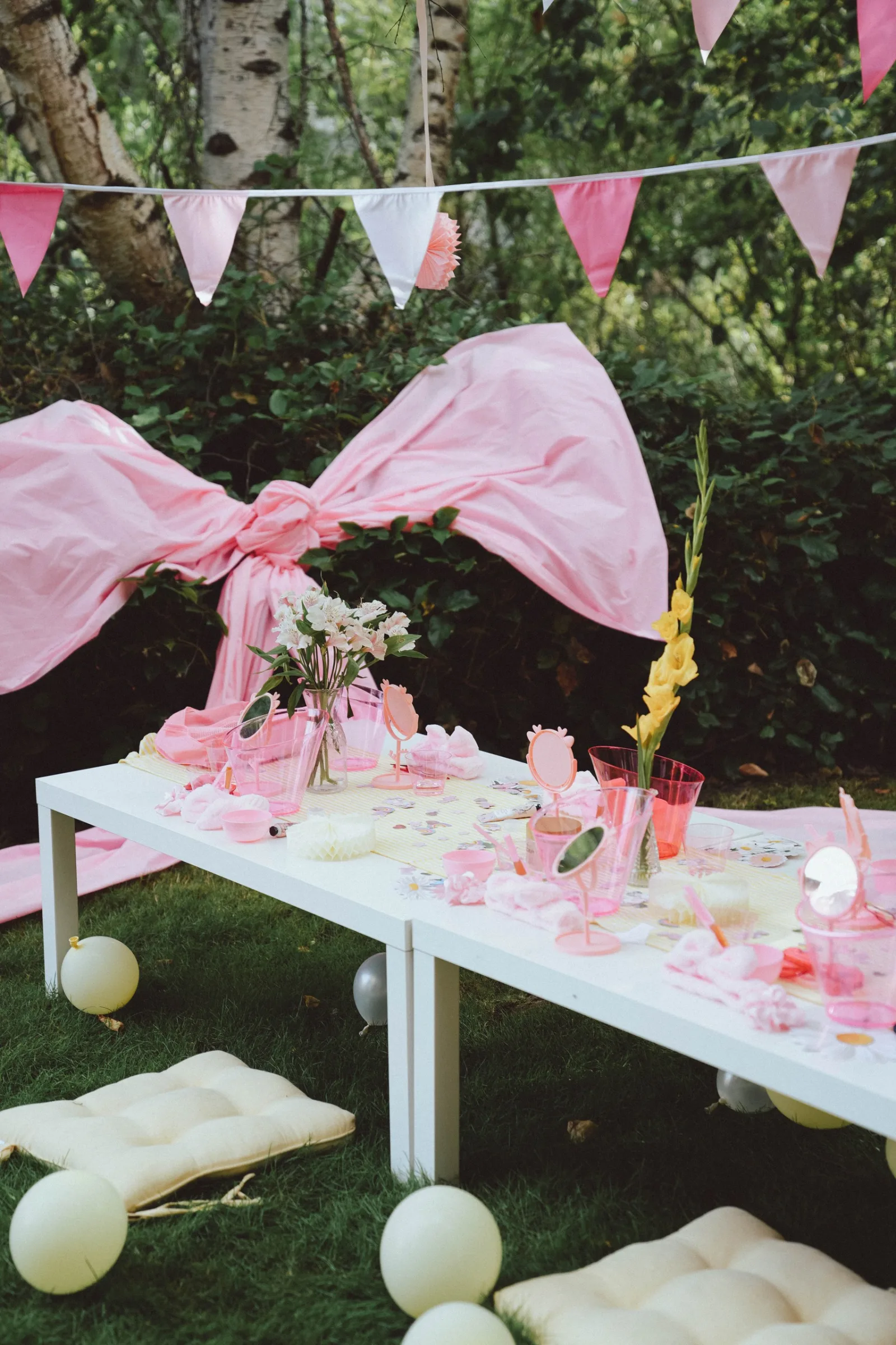 Spa party beauty table setup